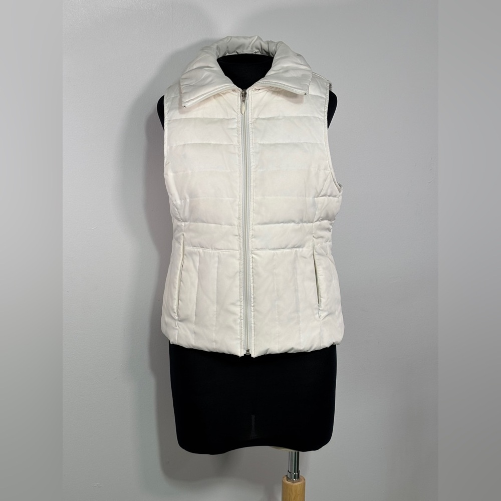 Kenneth Cole Reaction Puffer Vest Women's Medium White Full Zip Down Pockets